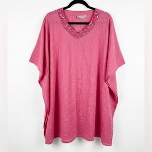 Utsa Pink Cotton Mirror Work Tunic Dress | Size XL/XXL | Boho Ethnic Kurti